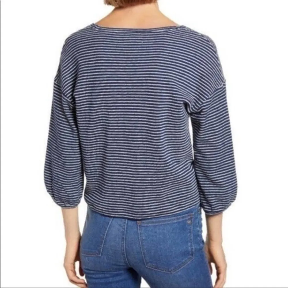 Madewell Navy Wild Ginger Bubble Sleeve Lightweight Sweatshirt Small NWT - Image 3