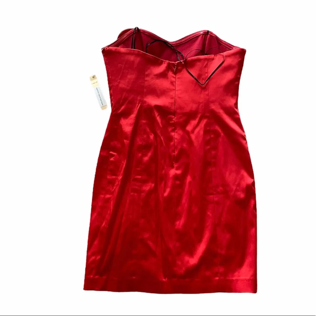 NWT ISSUE NEW YORK Satin Ruffle COCKTAIL DRESS IN Paprika Orange Red Size 10 - Image 8