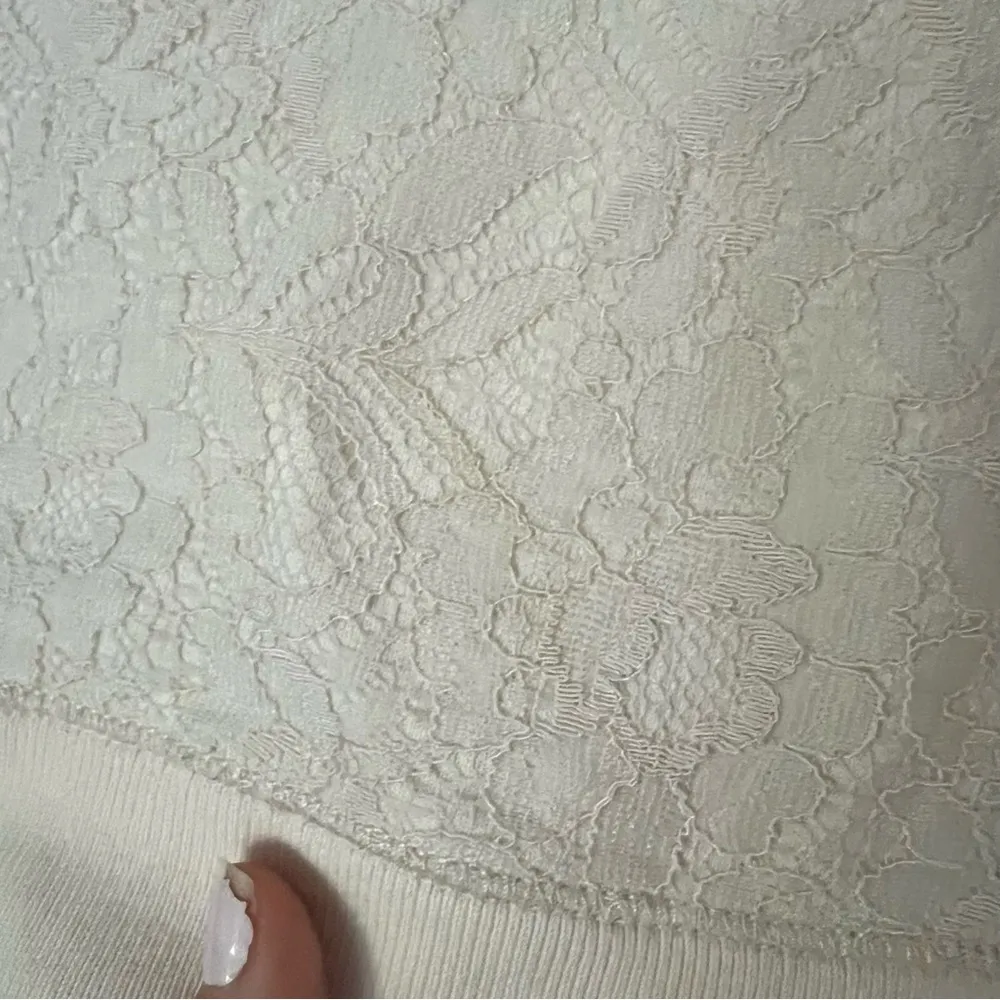 Lauren Ralph Lauren Cream Eyelet Crewneck Sweater Size S - Image 8