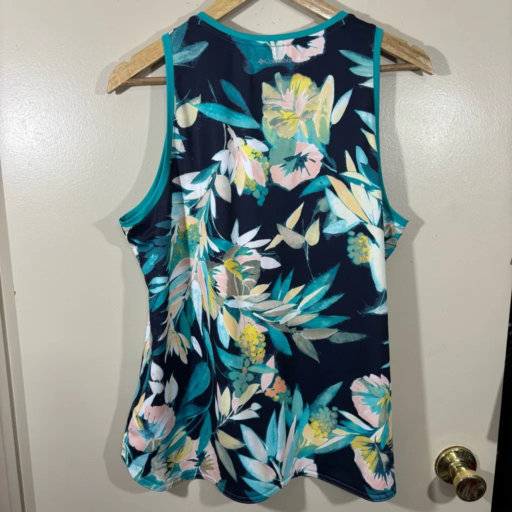 Columbia Floral Sleeveless Activewear Top - Teal and Multicolor Size XL - Image 5