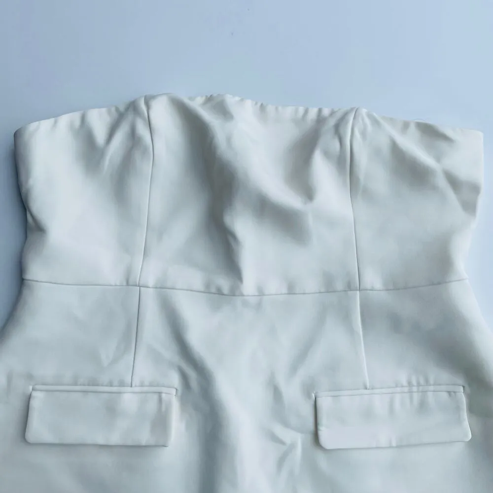 Commense Mini Dress Strapless Off White Size XL - Image 3