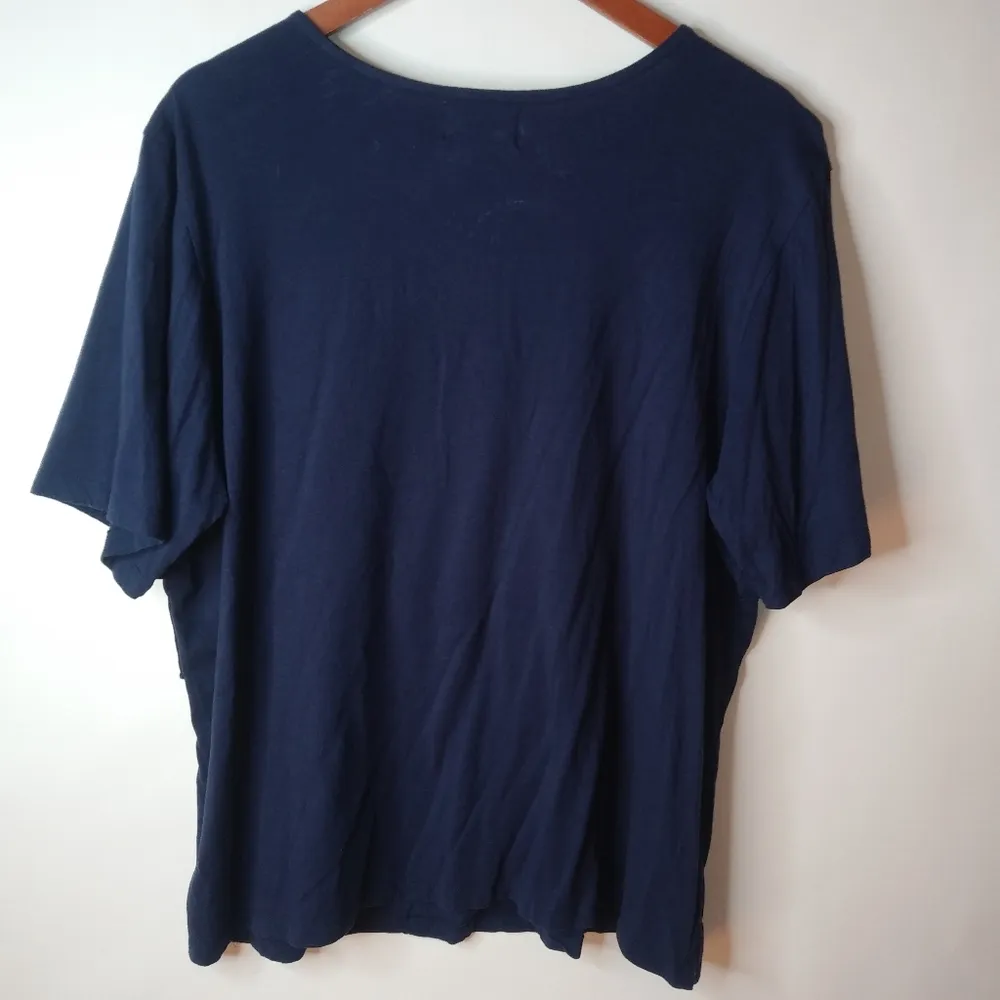 Anthony Richards 2X Navy Ruffle Dress Career Top Plus Blue - Image 4