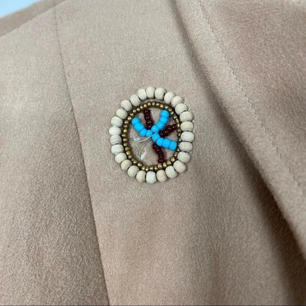 Vintage Tan Suede Beaded Western Zip Up Jacket Tan Size 6 - Image 5