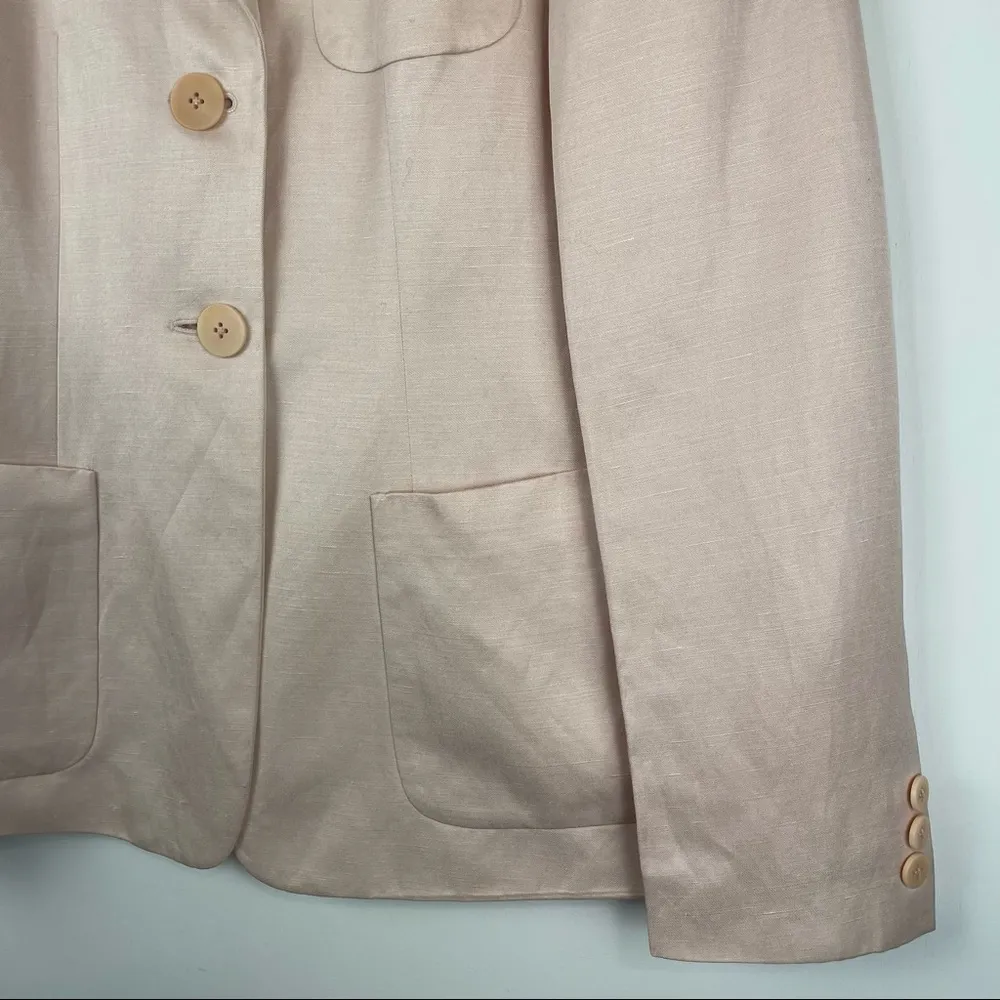 Vintage DKNY Silk Linen Blazer Blush Pink Sz 8 Double Button Jacket Lagenlook - Image 6