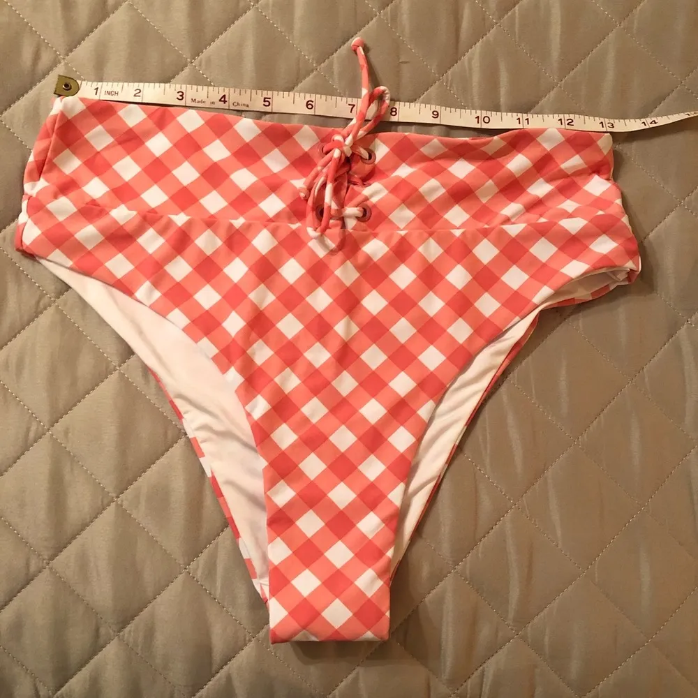 Onia Susana Bottom Pink Gingham High Waisted L - Image 9