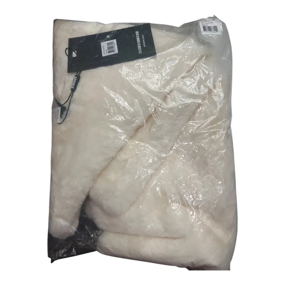 Apparis Women’s Bambi Faux Fur Rectangle Winter Scarf Cream Color - Image 2