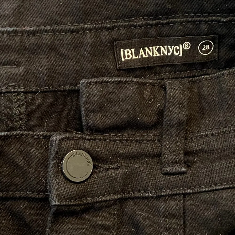 BLANKNYC Denim Skirt Asymmetric 100% Cotton Button Front Frayed Night Stroll 28" - Image 4