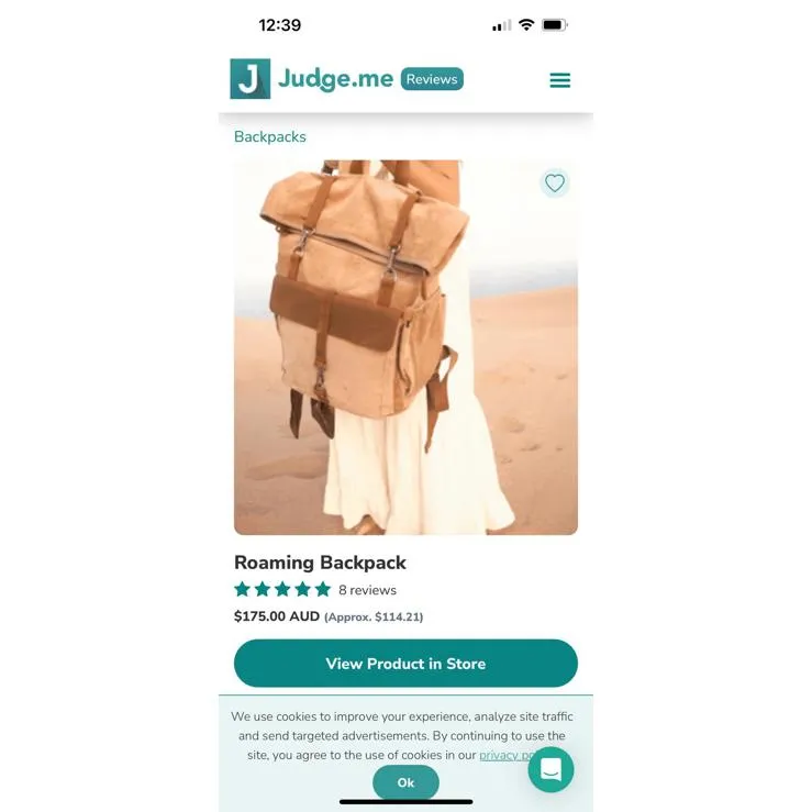 Canvas and Leather Women's Backpack Brown - Image 9