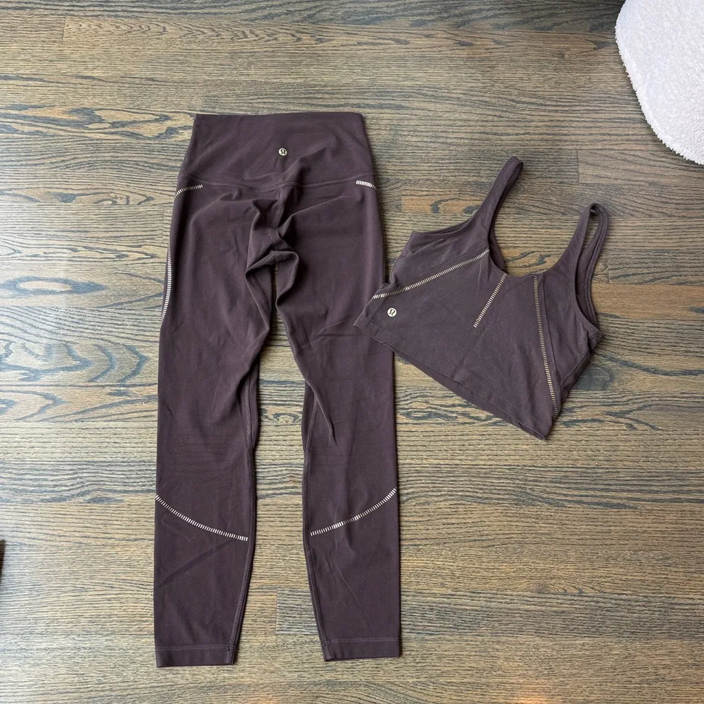 Lululemon Align High-Rise Pant 25" & Tank Set Gold French Press EUC - Image 2