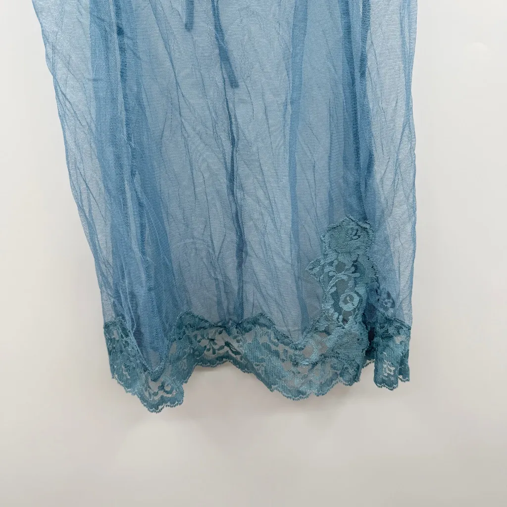 Victoria's Secret Sleeveless‎ Blue Mesh Lace Lingerie Chemise Sz L - Image 3