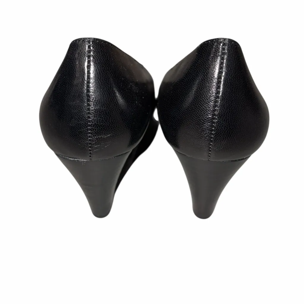 Franco Sarto Black Leather Frankie Wedge Pump Shoes size 6 - Image 5