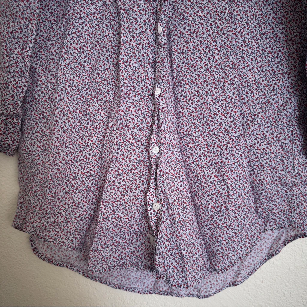 Frank And Eileen Mary Dress 100% Linen Floral Button Front Shirt - Image 3