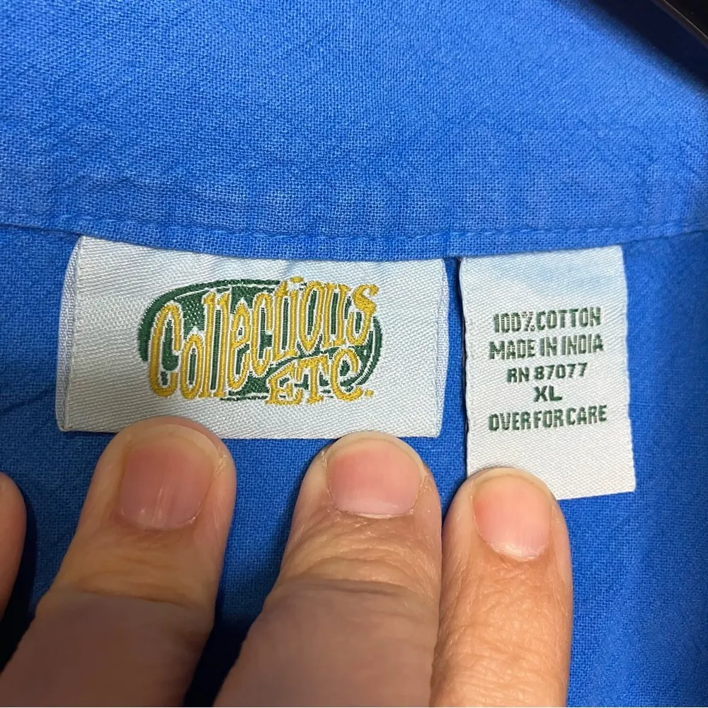 Collections etc. blue snap front vest‎ 100% cotton new with tags Size XL - Image 2