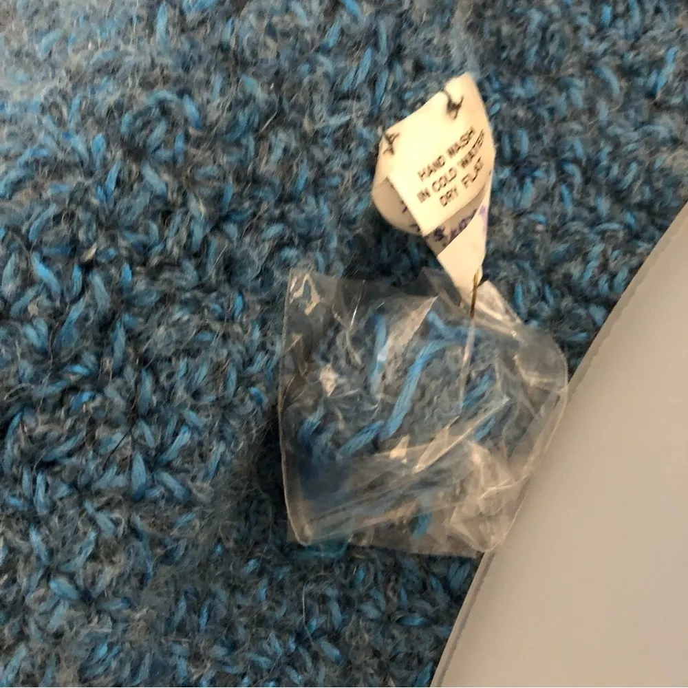 Vintage Vivienne Poy handmade full zip designer artsy sweater small pockets rare Blue - Image 12