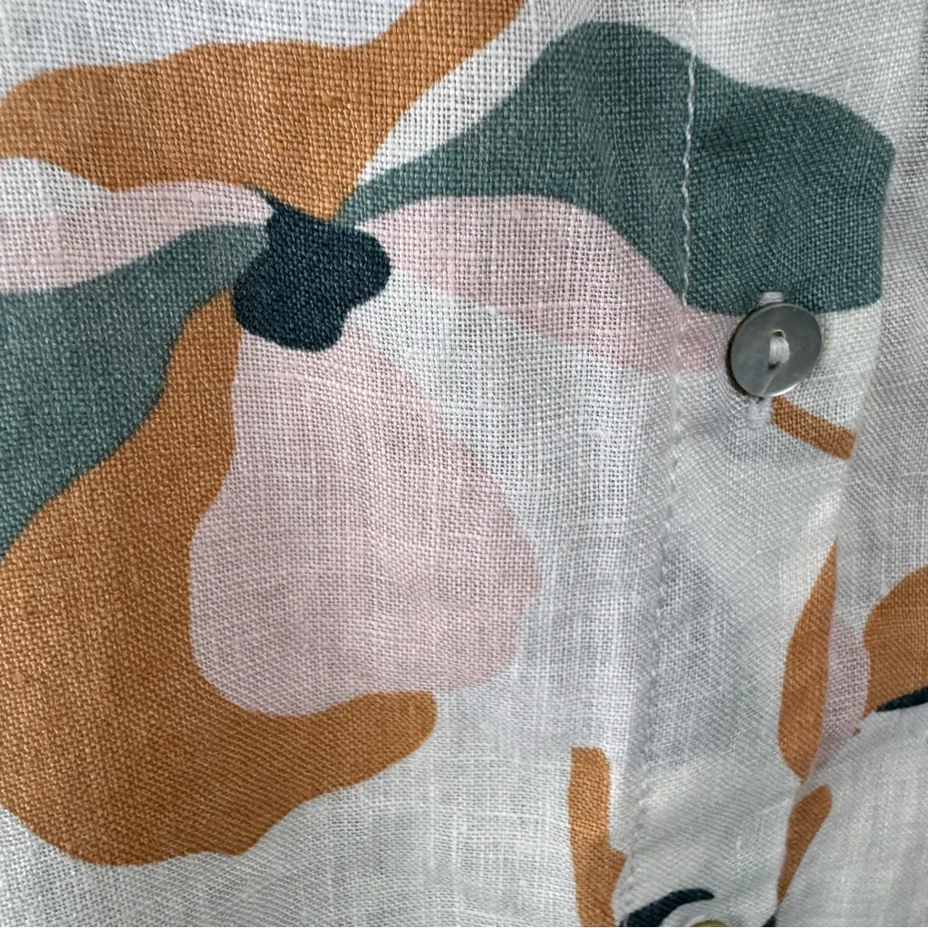 Rachel Zoe Linen Shirt Dress Sz S Short Sleeve Button Front Casual Lightweight‎ - Image 5