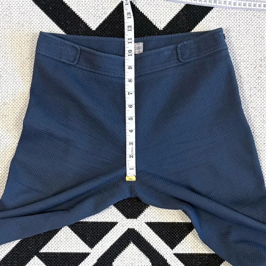 Agnona x Bergdorf Goodman Textured Cotton Blend Straight Leg Trousers in Navy Blue Size 8 - Image 4