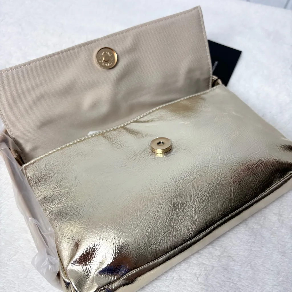 NICOLE MILLER Vegan Leather Metallic Gold Evening Bag Purse Handbag  
NEW - Image 10