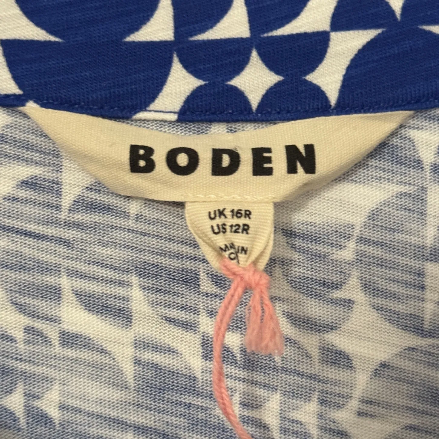 NWT Boden Sz 16 Naomi Relaxed Jersey Dress Sapphire Blue Geometric Pop L/S - Image 9