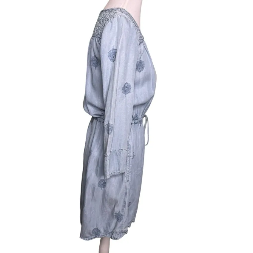 Anthropologie Holding Horses Blue Women Chambray Tunic Embroidered Dress Size XS - Image 3