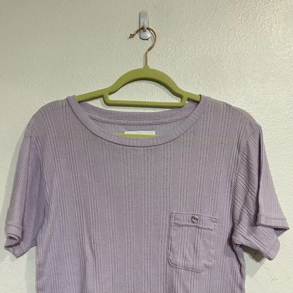 Current/Elliott Purple Ribbed Short Sleeve Tee Sz L NWOT - Image 3
