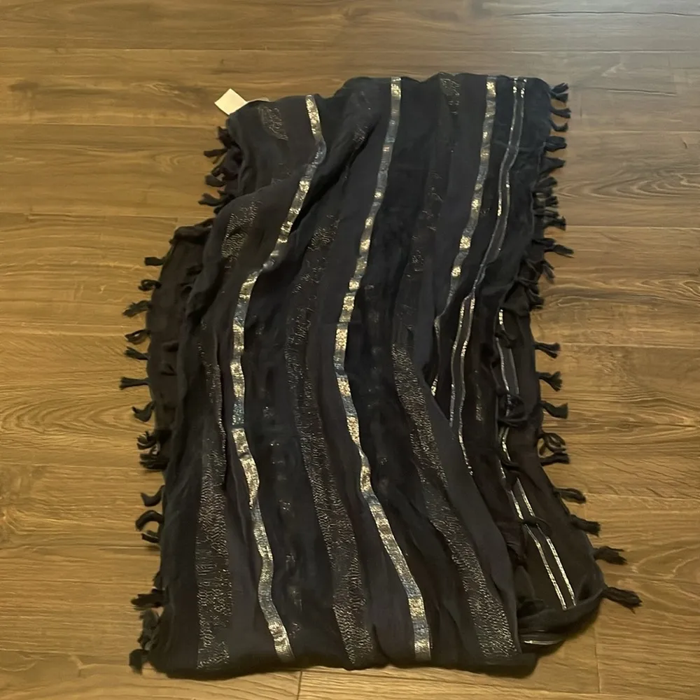 Navy Blue and Silver Infinity Scarf, One Size - Image 6