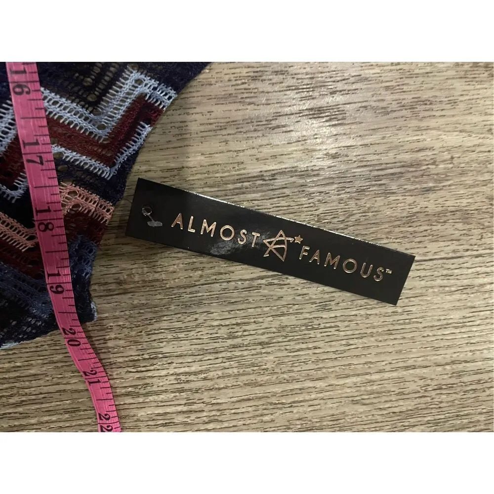 Almost Famous Blue and Pink ZigZag Vest Fringe 1X New - Image 4