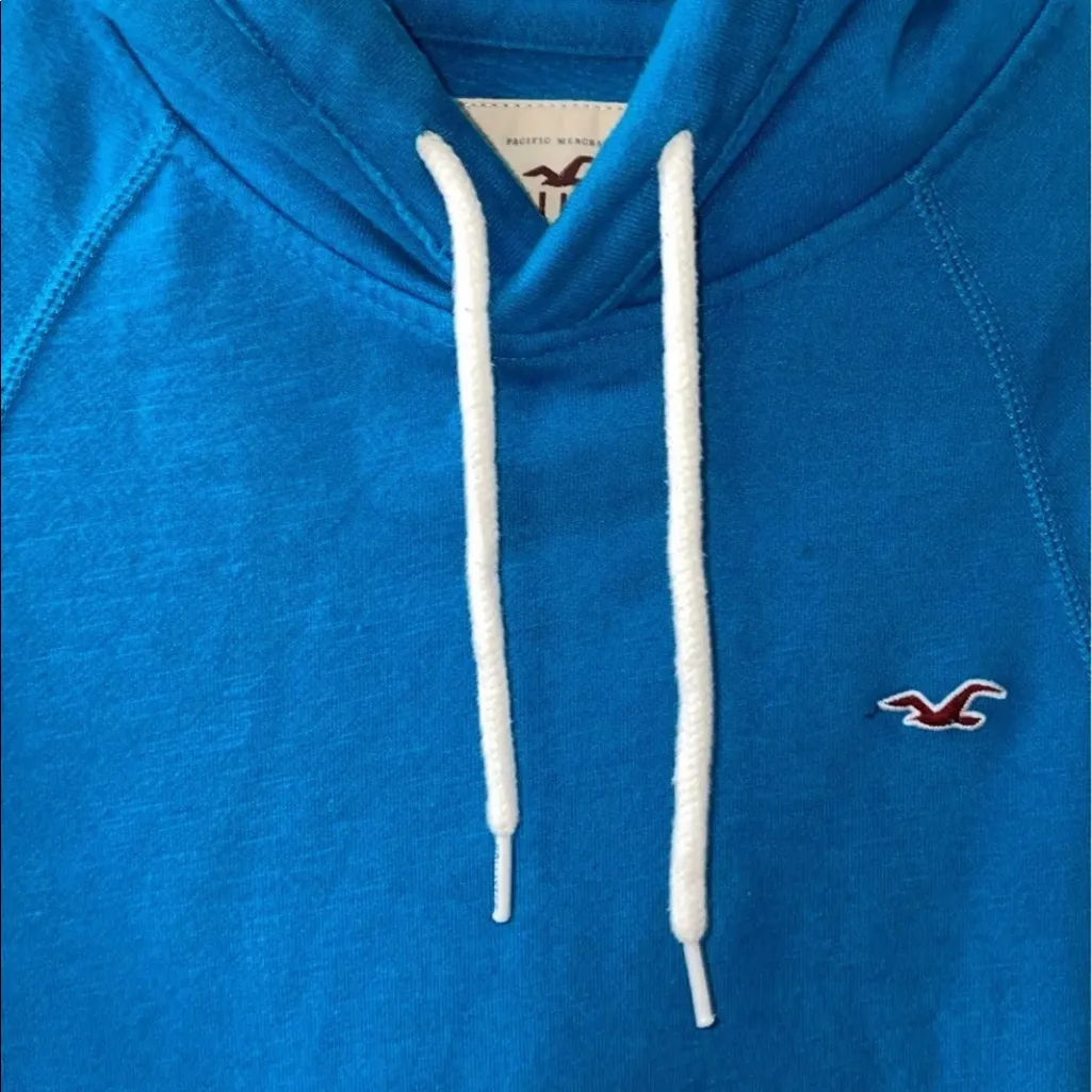 Hollister Blue Pull Over Hoodie SMALL - Image 3