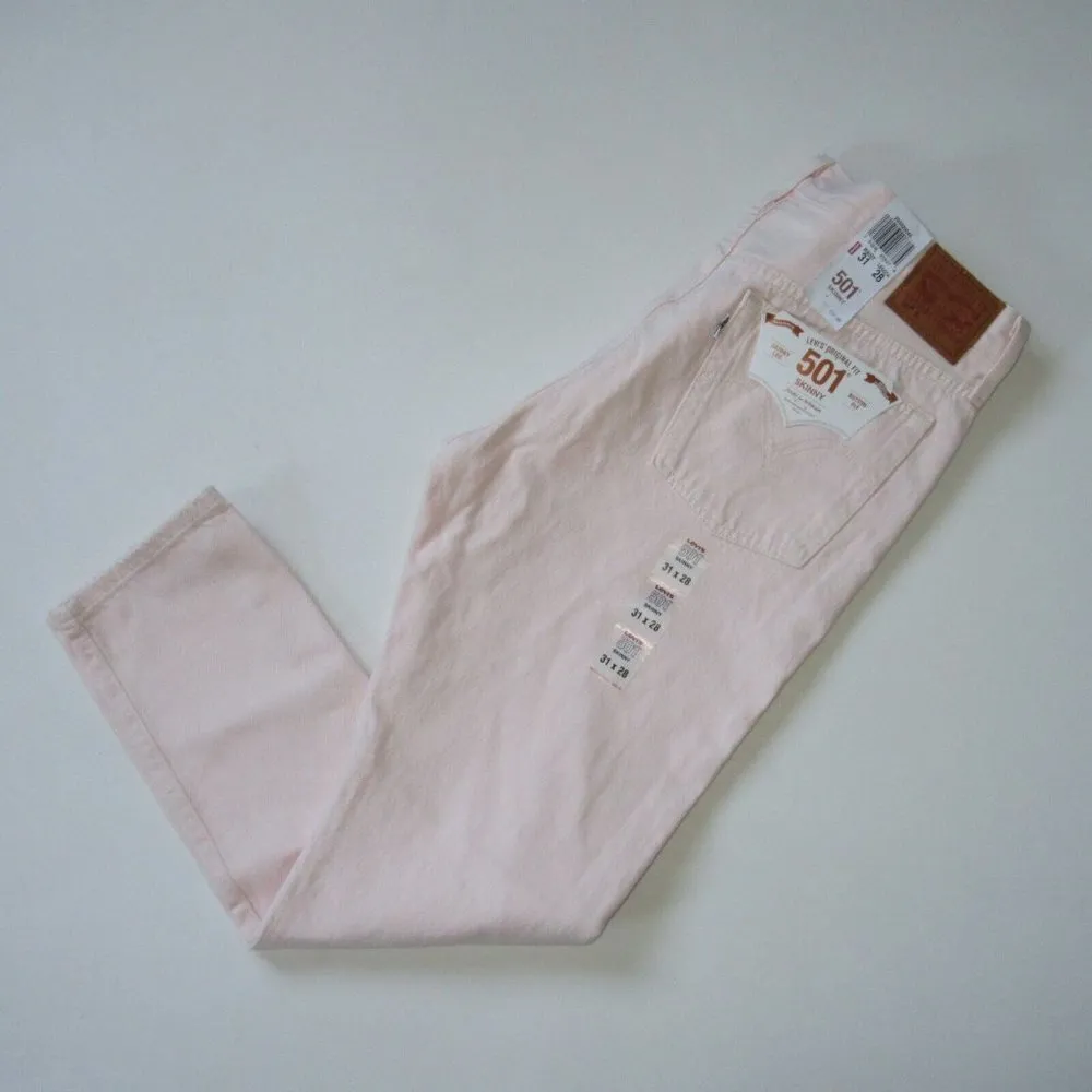NWT Levi's 501 Skinny in Summer Charm Pink Heavyweight Rigid Crop Jeans 31 - Image 6