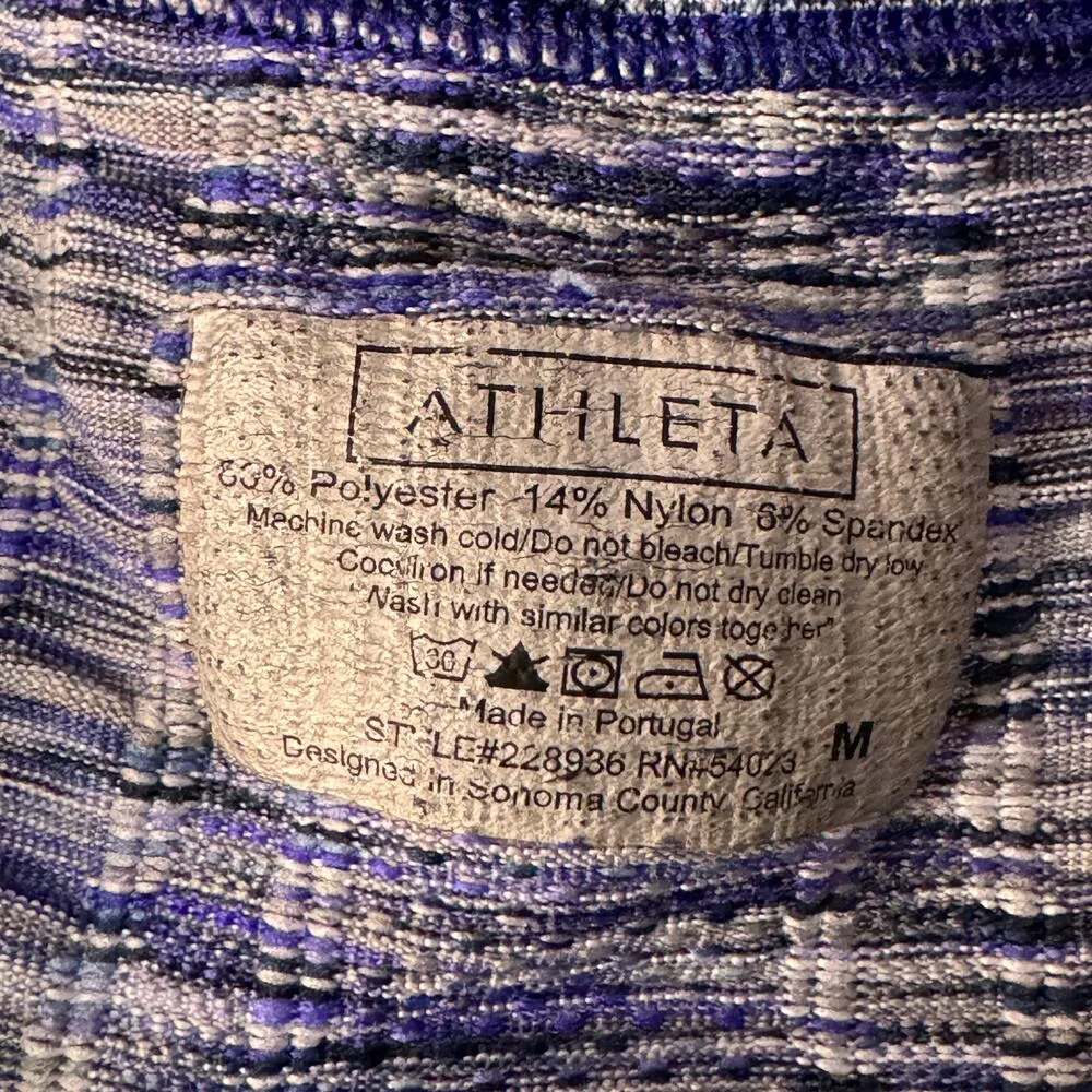 Athleta Medium Space Block Fastest Track Tee Top Ruched Space-Dye Short Sleeves - Image 8