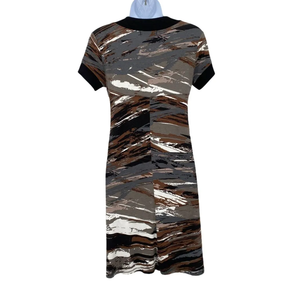 Karen Kane Knee‎ Length Dress Womens Small Camo Short Sleeve V-Neck - Image 2