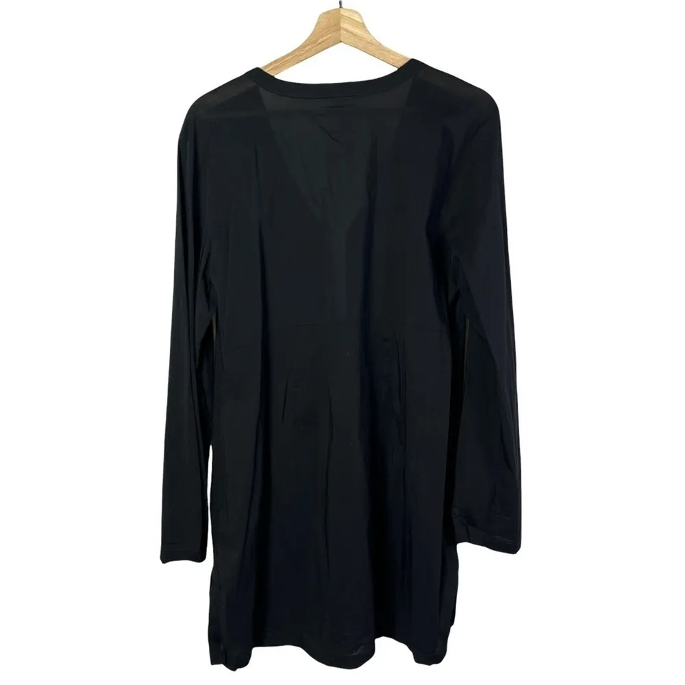 Athleta Black V-Neck Light Weight Long Sleeve Printed Swim Coverup S - Image 2