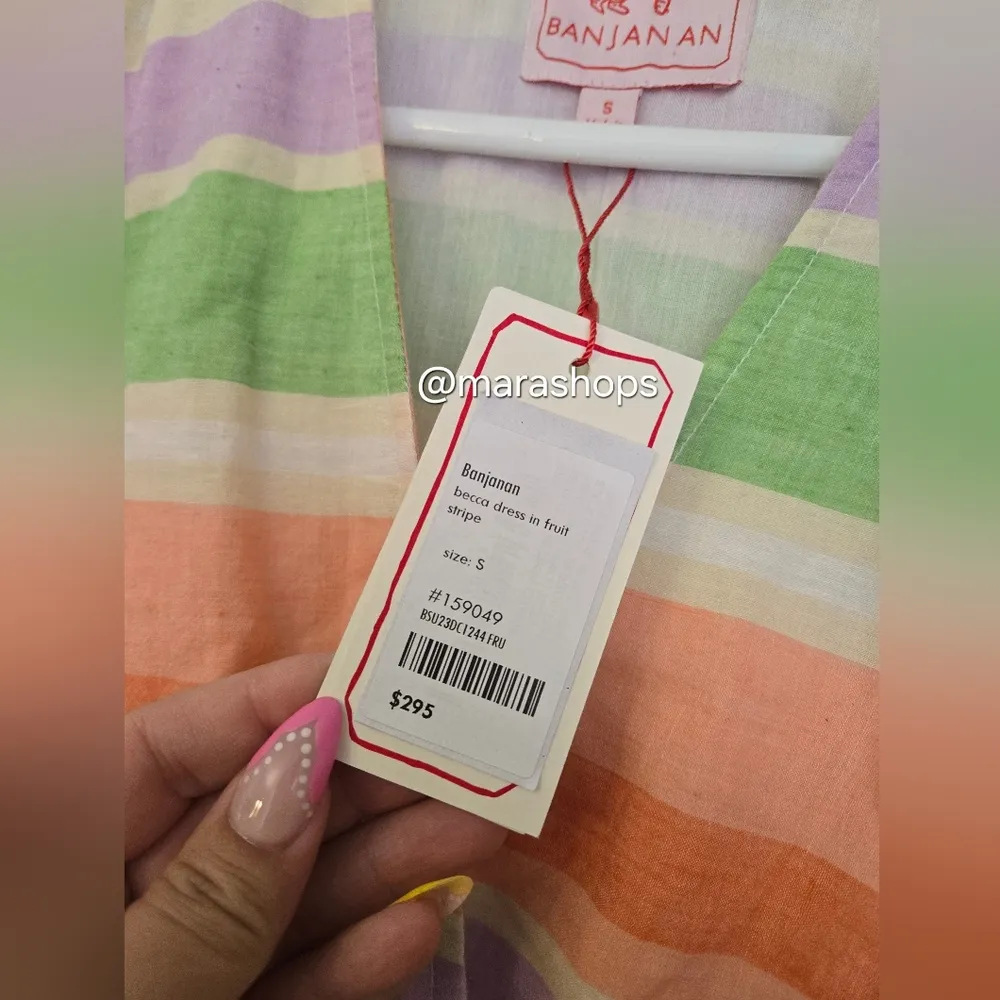 Banjanan Becca Fruit Stripe Mini Dress Orange - Image 7