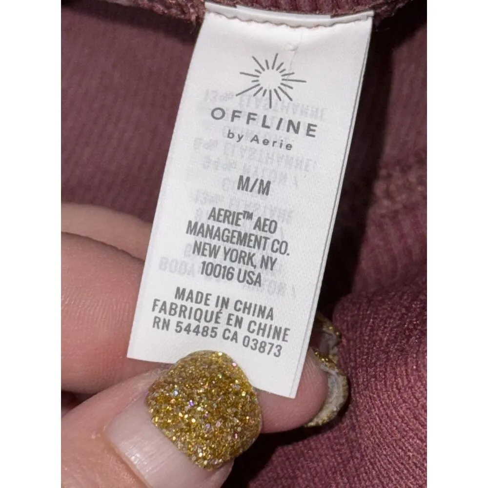 Womens OFFLINE by Aerie Seamless Macrame High Waisted Leggings Maroon Red Size M - Image 4