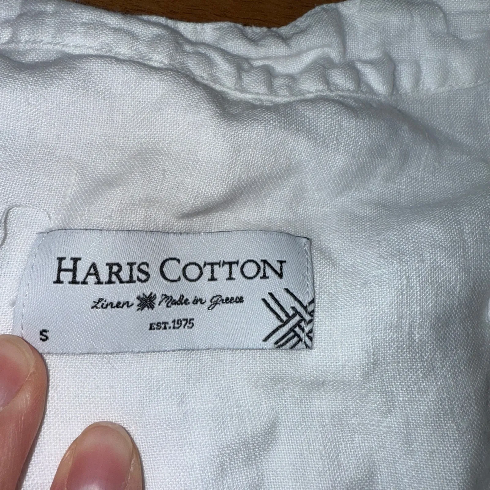 Haris Cotton Linen Dress Womens White Short‎ Sleeve Casual Summer Made in Greece - Image 2