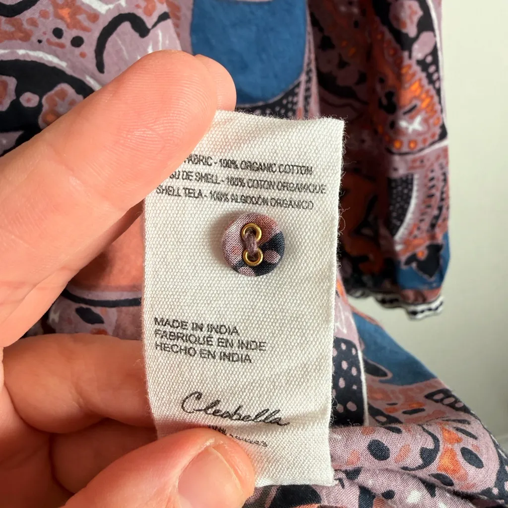 Cleobella Boho Paisley Print Ruffle Neck Peasant Blouse - Image 9