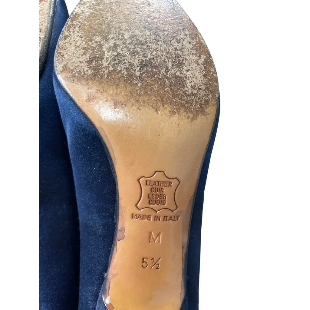 Yves Saint Laurent Womens Blue Satin Kitten Heel Pumps Size 5.5M SKU 8833 - Image 10