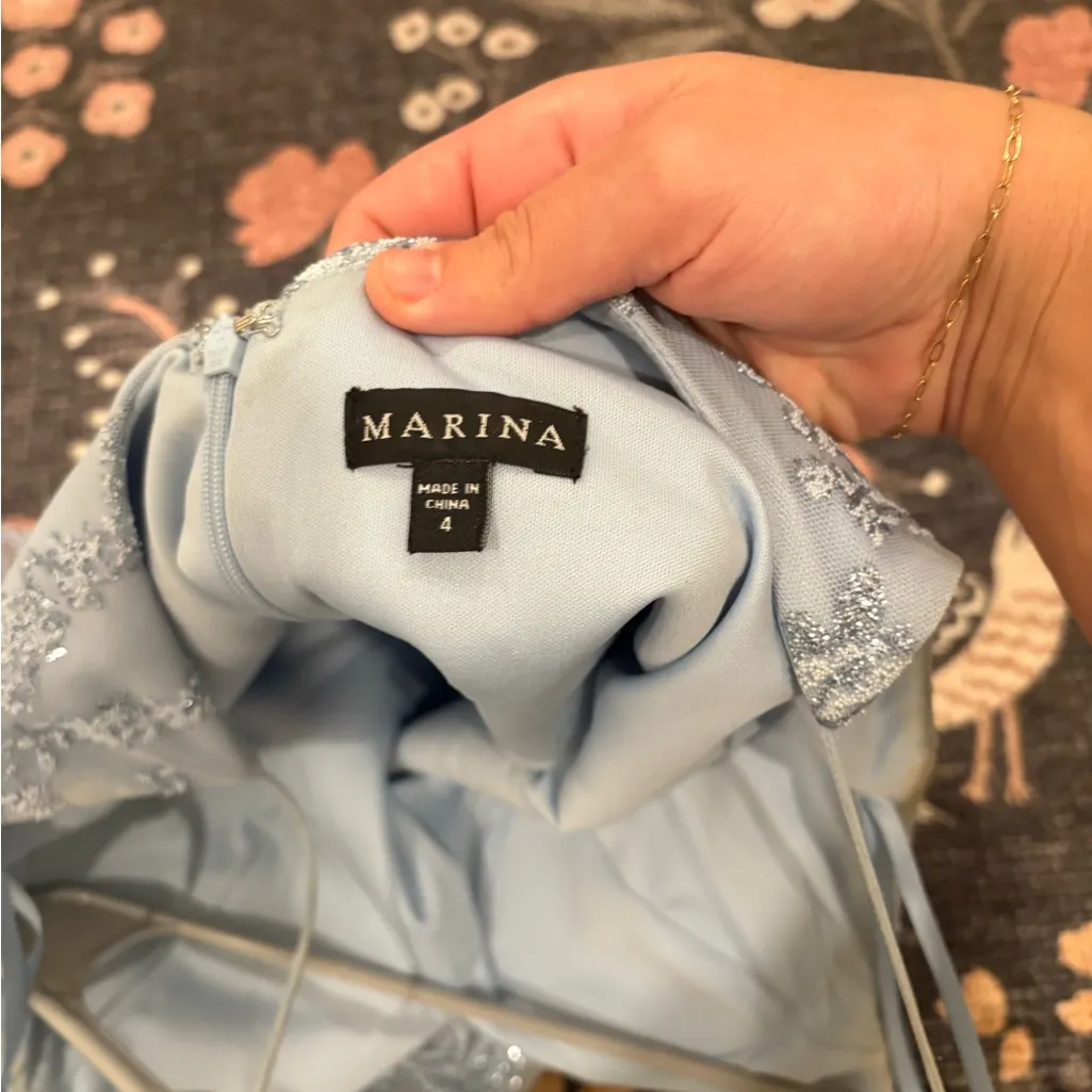 MARINA Light Blue Lace Maxi Dress bridesmaid/prom dress Size 4 - Image 11