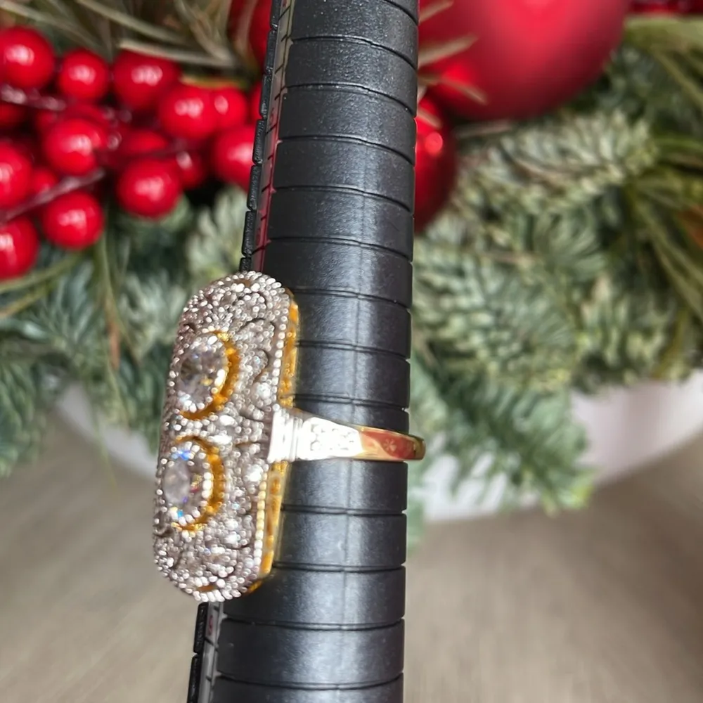 White Sapphire Art Deco style ring Silver - Image 2