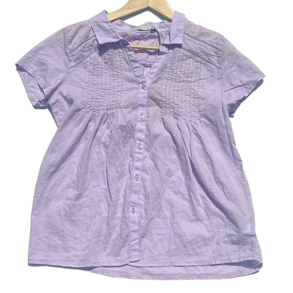PRANA Organic Short Sleeve Katya Blouse NWT Bleached Lavender Size Small - Image 2