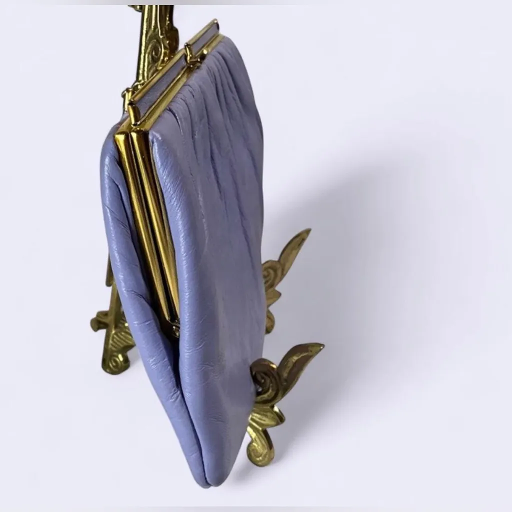 Vintage Elbief England Lavender Buttery Leather Clutch Handbag Chain Strap, 70s Purple - Image 3