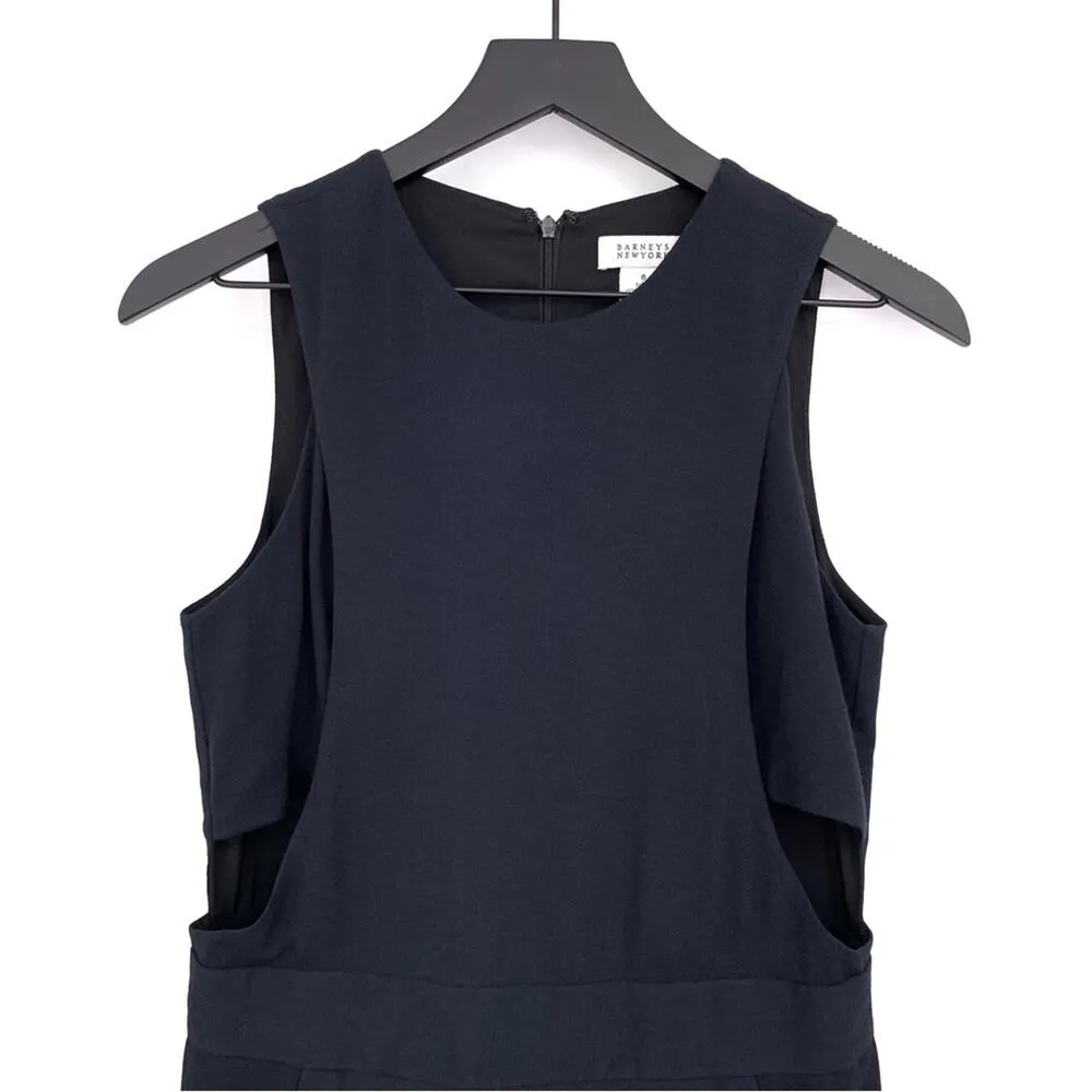 BARNEYS NEW YORK Cut Out Sheath Dress Navy Blue 6 - Image 2