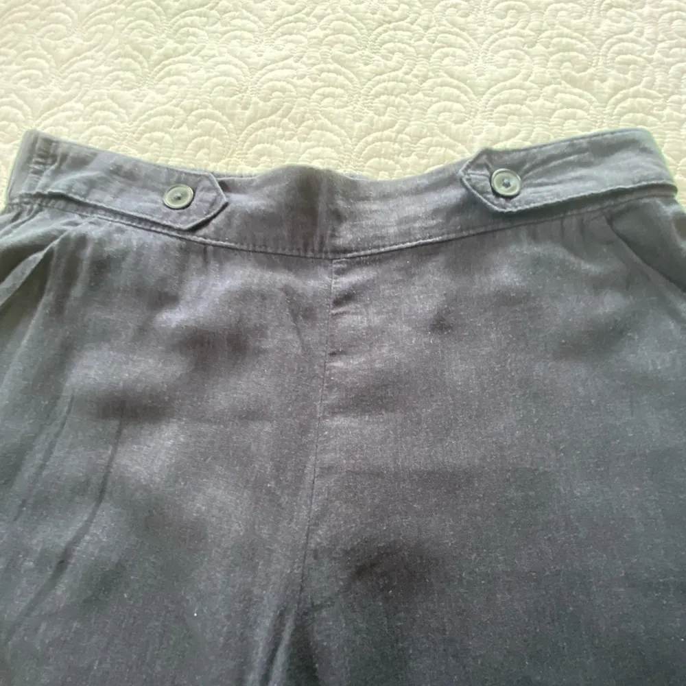 Croft & Barrow Linen Blend Dark Navy Pull On Wide Leg Cropped Pants Size Large - Image 6