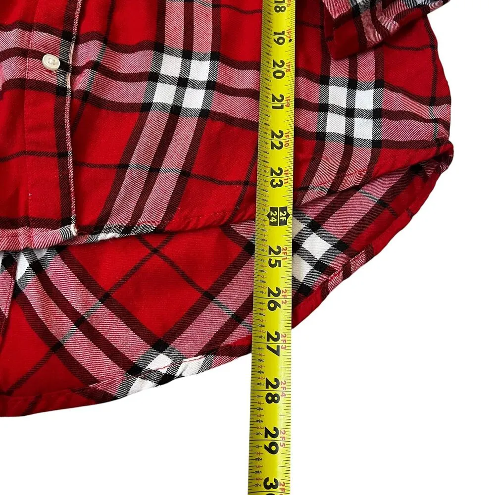 Lucky Brand Red Plaid Shirt Women Top Size Medium | 62-10 - Image 7