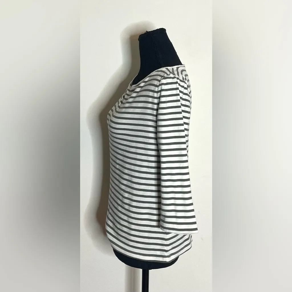 Talbots-Sage green and White Striped Trend French girl Tee Size MP - Image 3