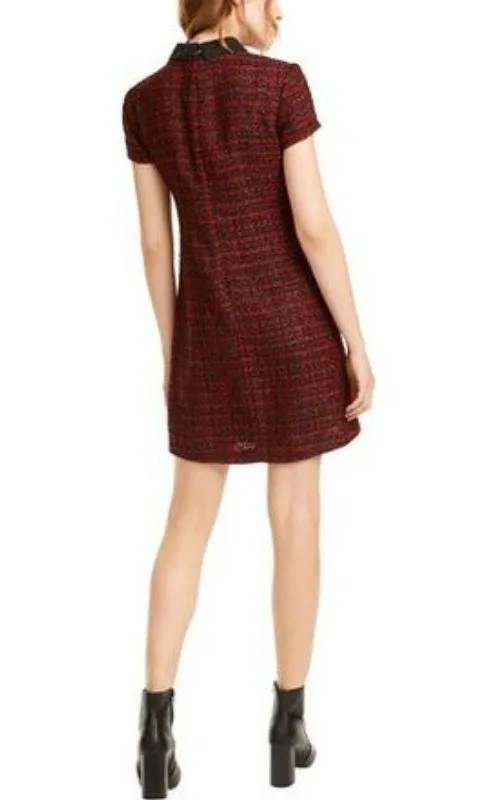 Maison Jules Red Collared Tweed Shift Dress - Image 2