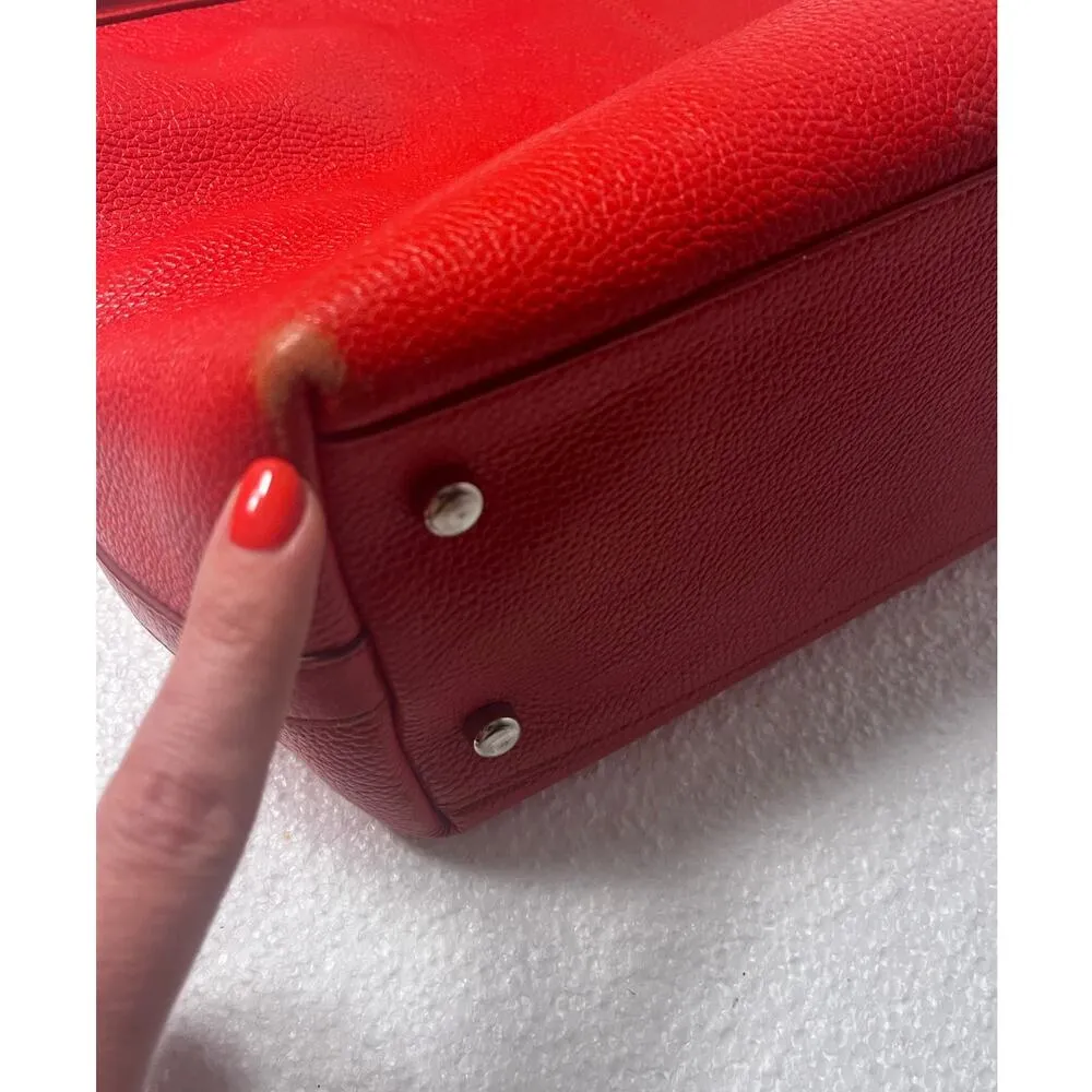 Coach Tyler Tote Pebble Leather in Cherry Red (F54687) Shoulders Handle - Image 12