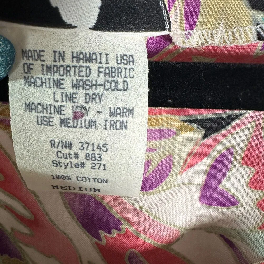 Hilo Hattie Vintage Floral Tropical Hawaiian Tie Waist Blouse Size Medium - Image 2