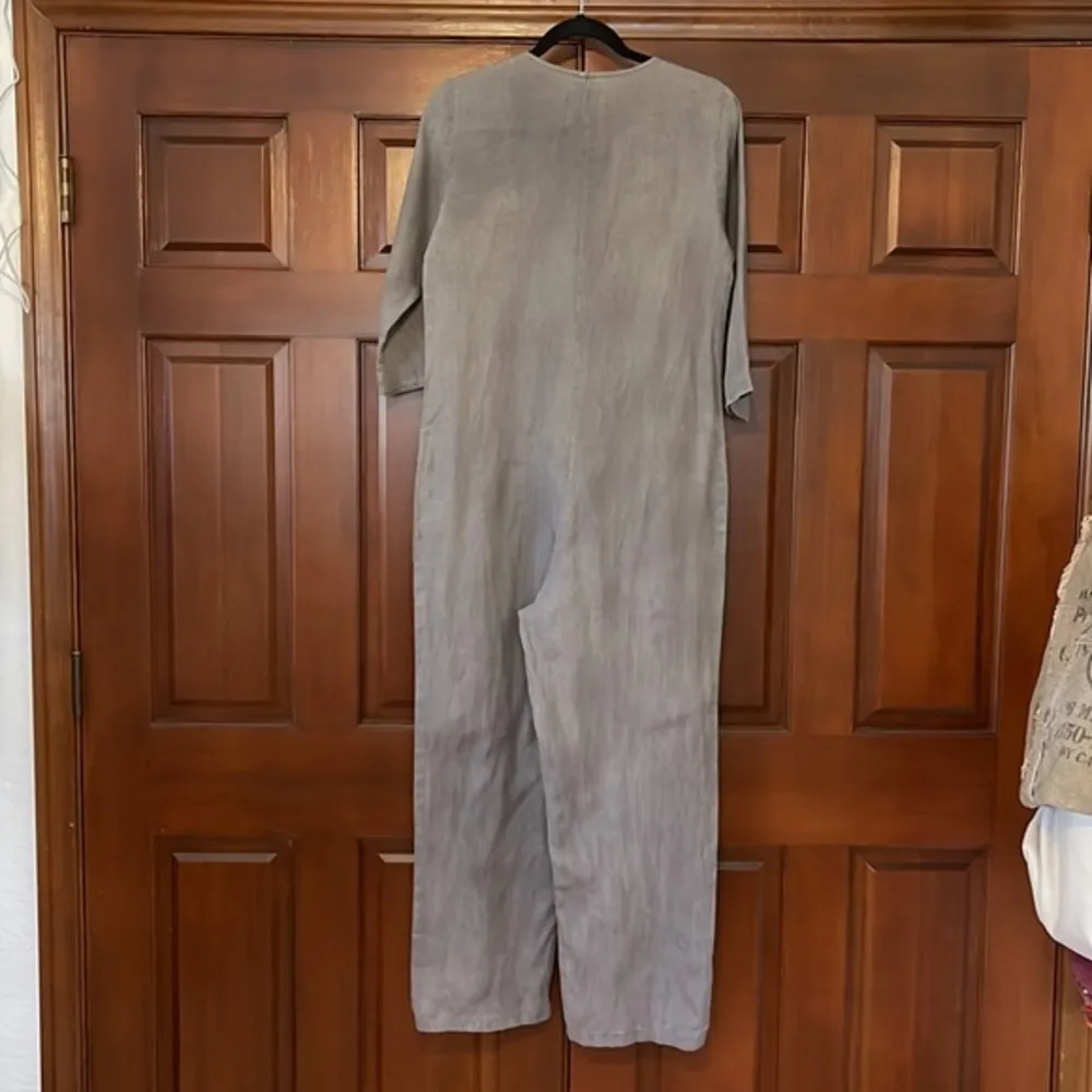 Zara Lilian gray button front linen jumpsuit - Image 6