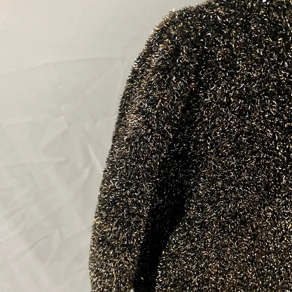 Kate Spade: Holiday/Christmas Metallic Black/White/Gold Short Sleeve Sweater- S - Image 6