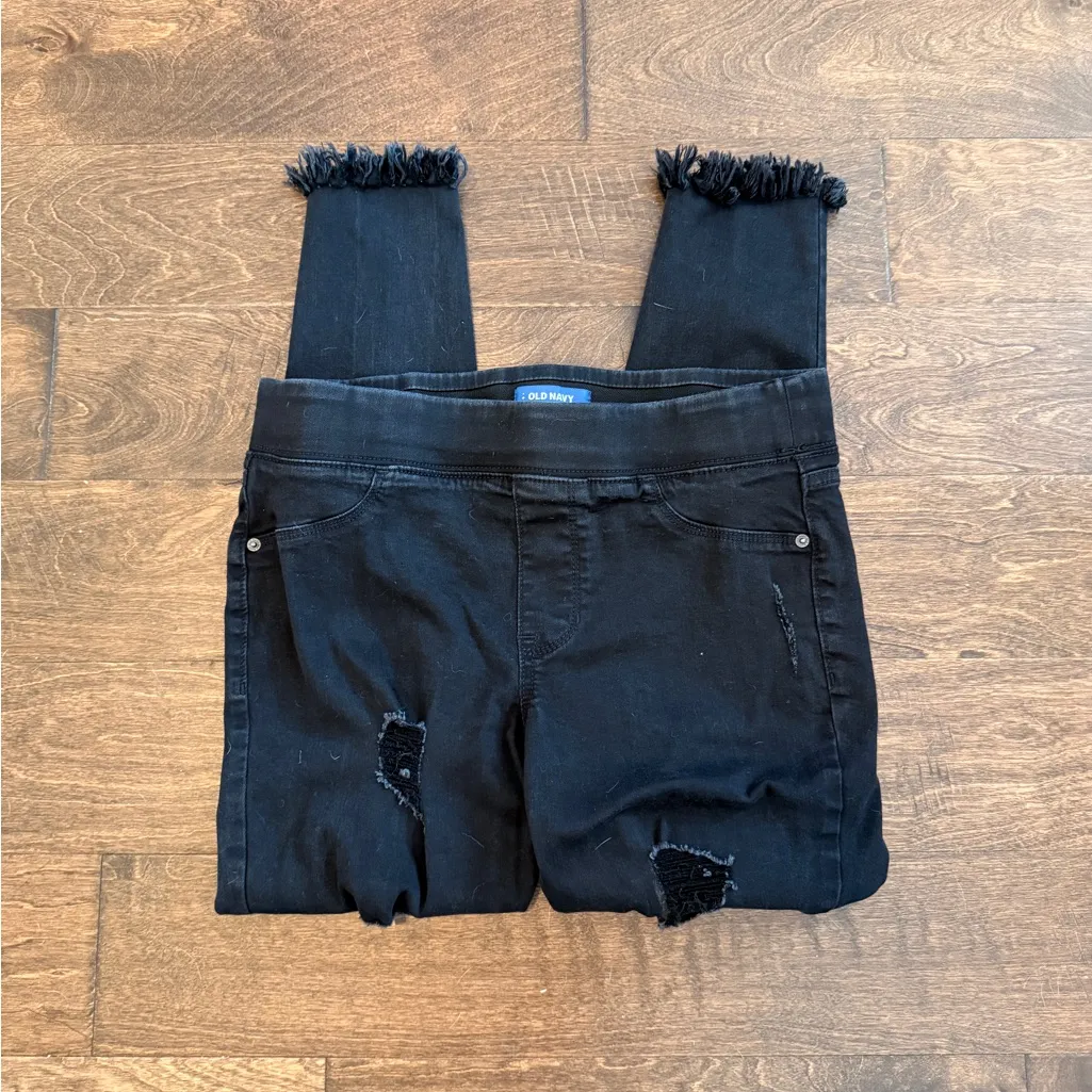 Old Navy EUC Rockstar Mid-Rise Distressed Pull-On Ankle Jeggings - Image 3